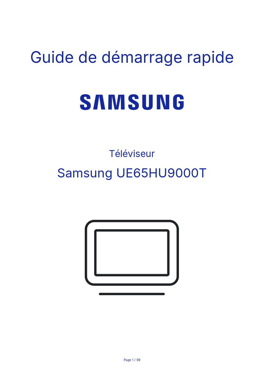 Page n°1 - Guide de démarrage rapide Samsung UE65HU9000T