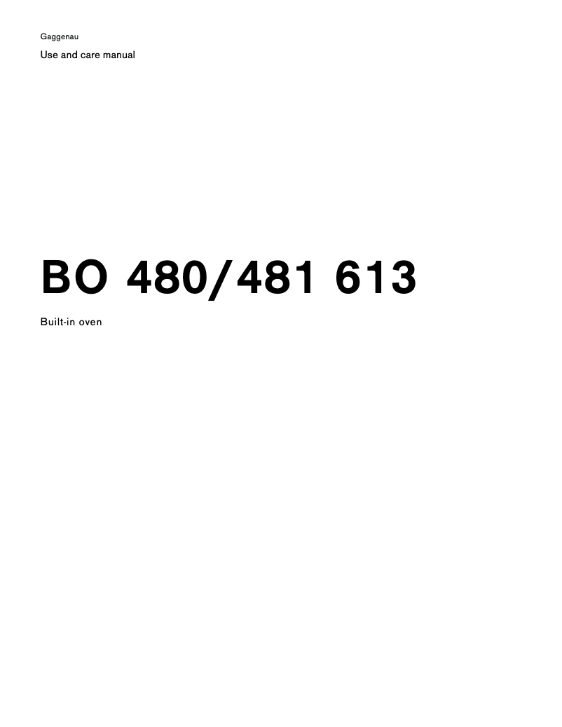 Page 1 of the manual User Manual Gaggenau BO481613