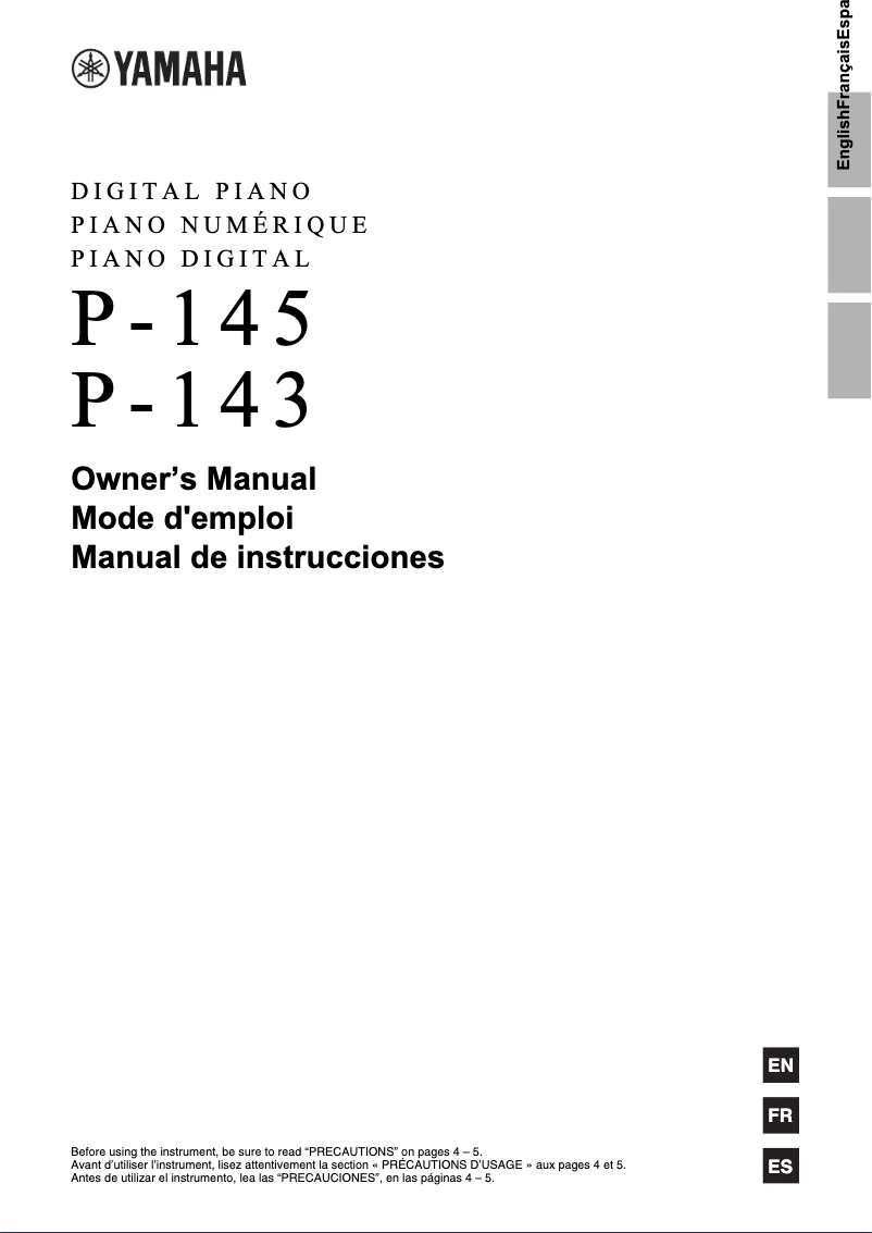 Image de la première page du manuel de l'appareil P-143