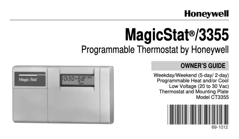 Page 1 de la notice Manuel utilisateur Honeywell MagicStat 3355