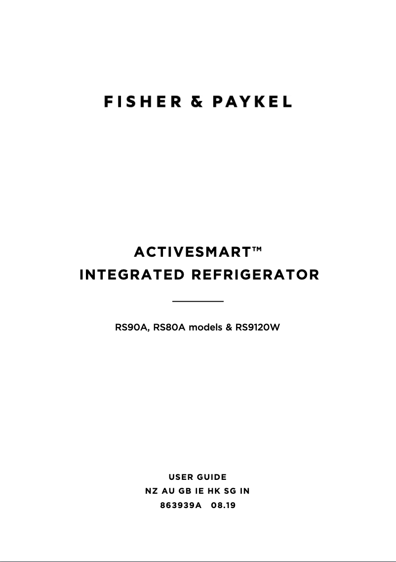 Page 1 de la notice Manuel utilisateur Fisher & Paykel RS80AU1