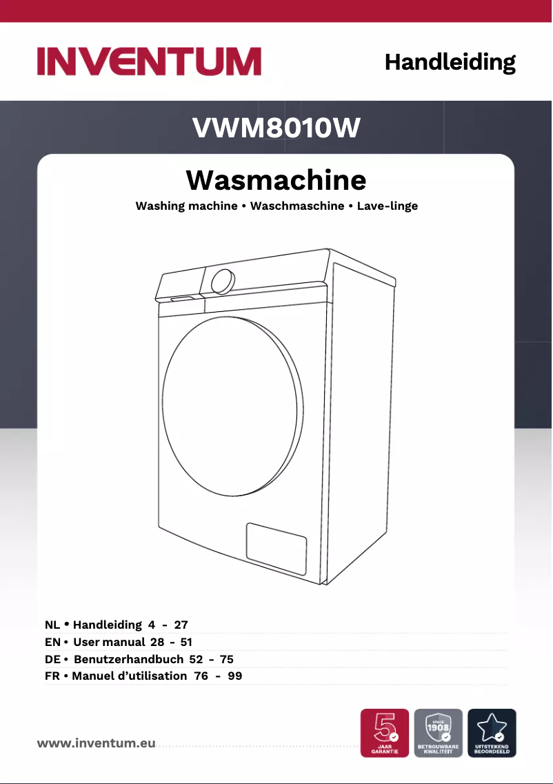 Page n°1 - Manuel utilisateur Inventum VWM8010W