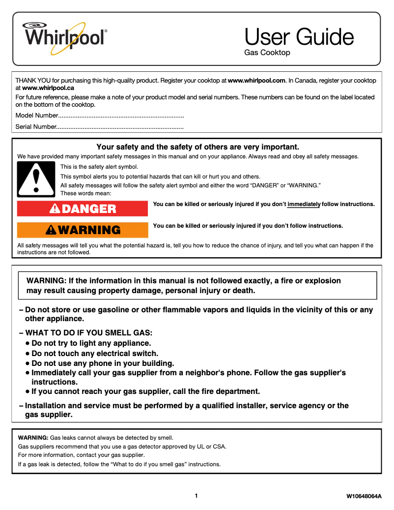 Página 1 del manual Manual de usuario Whirlpool WCG97US0DS