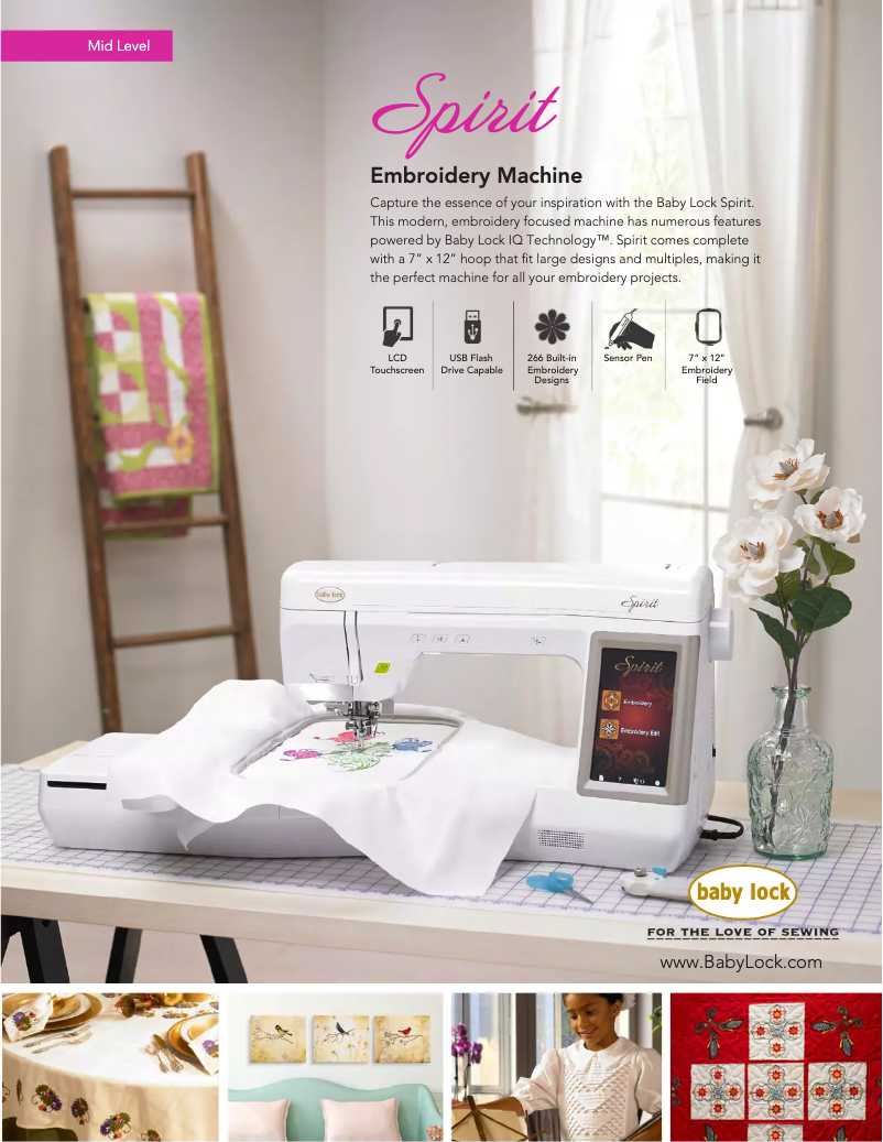 Page 1 de la notice Fiche technique Baby Lock Spirit BLPY