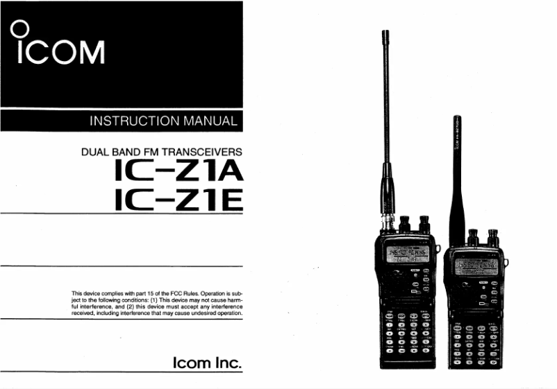 Page n°1 - Manuel utilisateur ICOM IC-Z1A