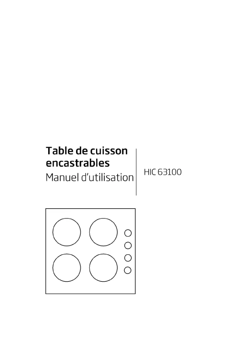 Image de la première page du manuel de l'appareil HIC 63100