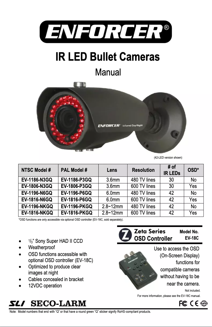 Page n°1 - Manuel utilisateur Enforcer EV-1186-N3GQ