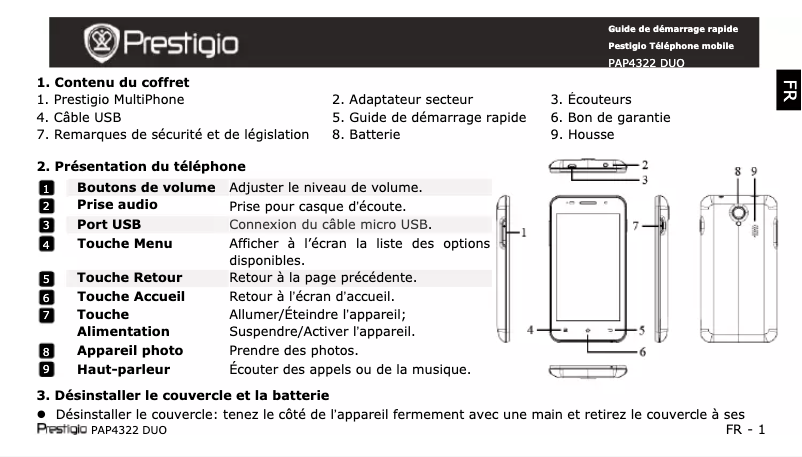 Page n°1 - Manuel utilisateur Prestigio MultiPhone 4322 DUO