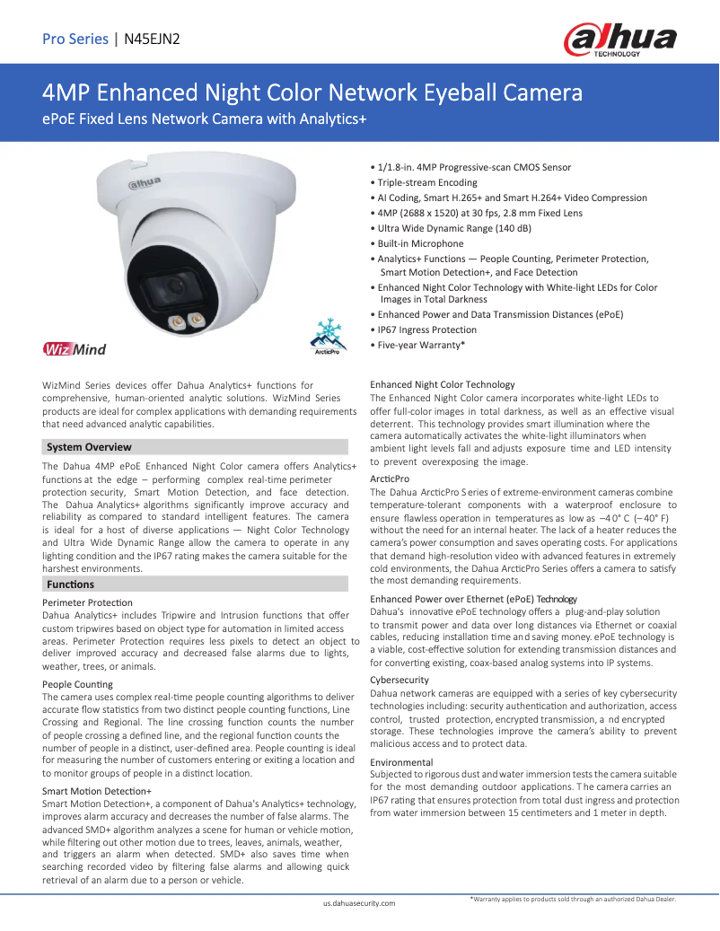 Page n°1 - Fiche technique Dahua Technology N45EJN2