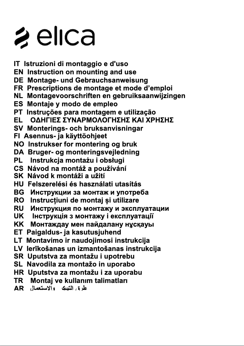 Page 1 de la notice Manuel utilisateur Elica NikolaTesla FIT XL PRF0186750