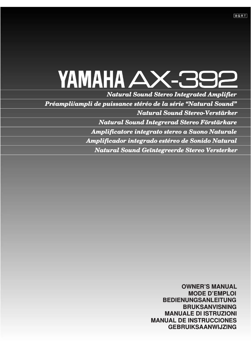 Page n°1 - Manuel utilisateur Yamaha AX-392