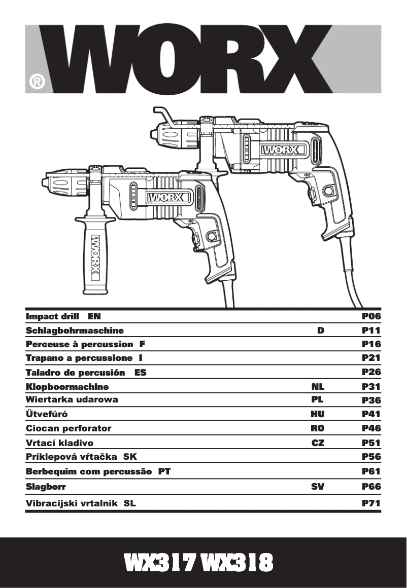 Page 1 de la notice Manuel utilisateur Worx WX317