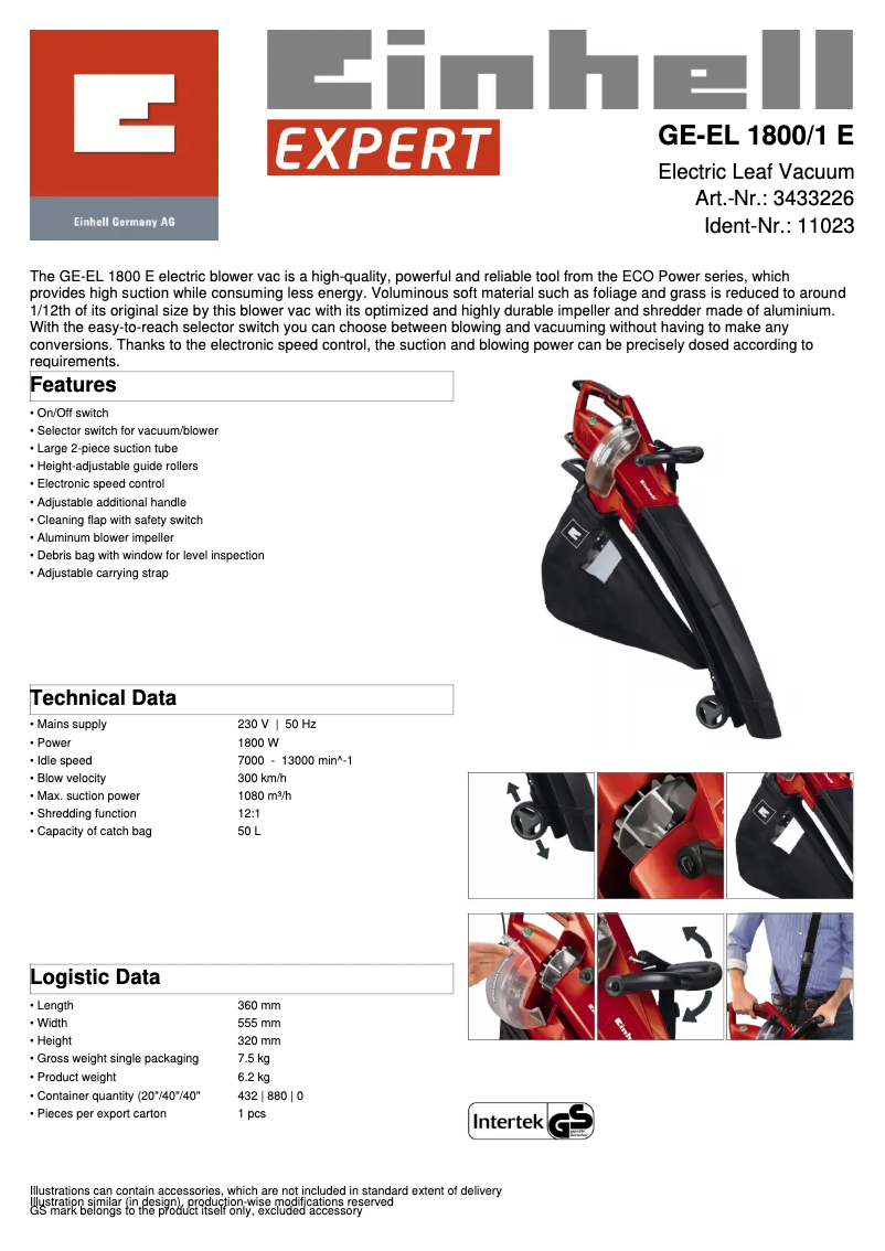 Image de la première page du manuel de l'appareil GE-EL 1800/1 E