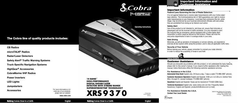 Página 1 del manual Manual de usuario Cobra XRS 9370