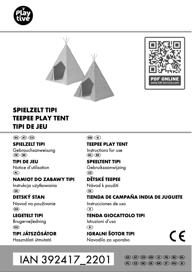 Page 1 de la notice Manuel utilisateur Playtive IAN 392417
