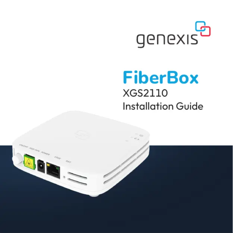 Image de la première page du manuel de l'appareil Fiberbox XGS2110