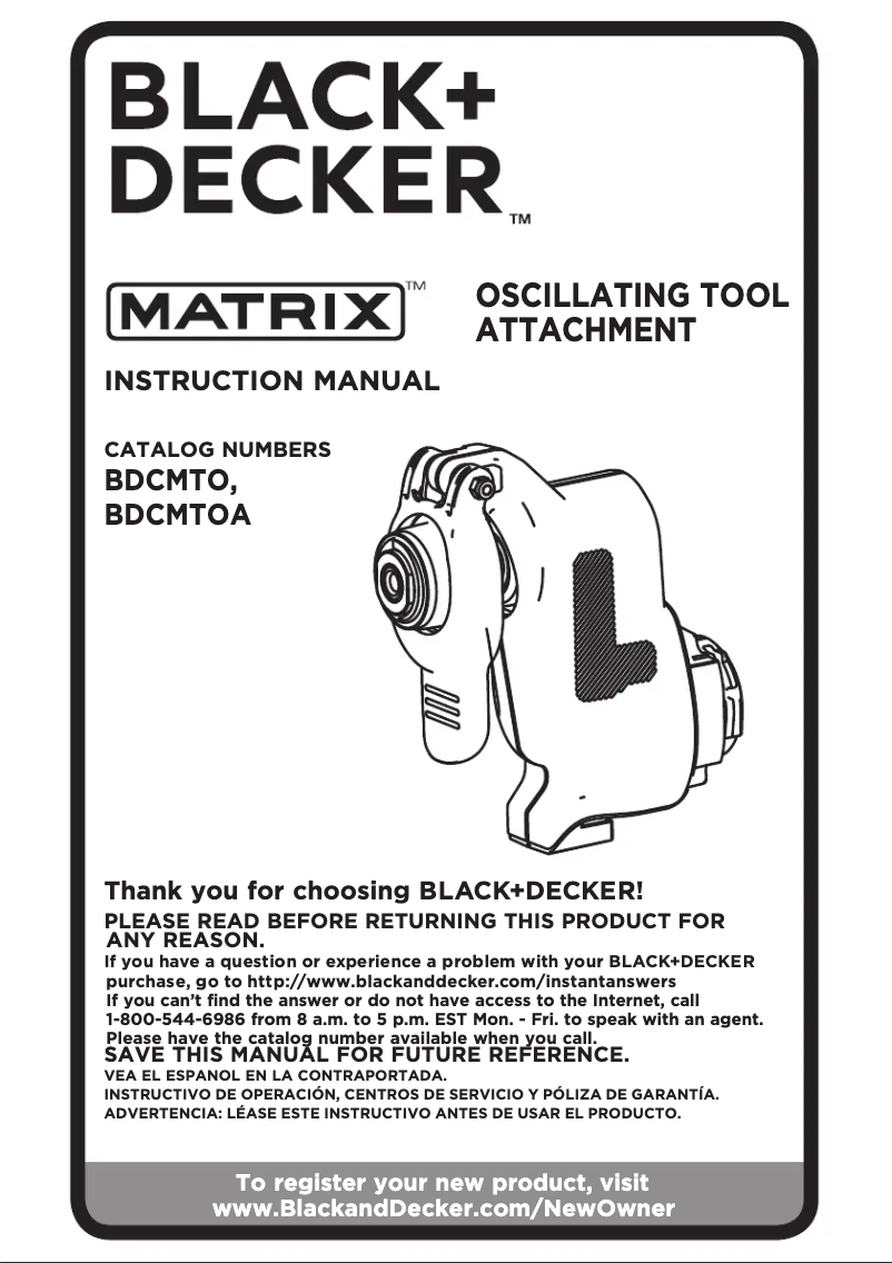 Page n°1 - Manuel utilisateur Black & Decker BDCMTO
