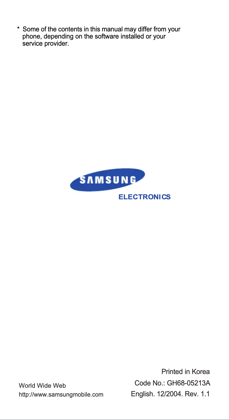 Page n°1 - Manuel utilisateur Samsung SGH-E820