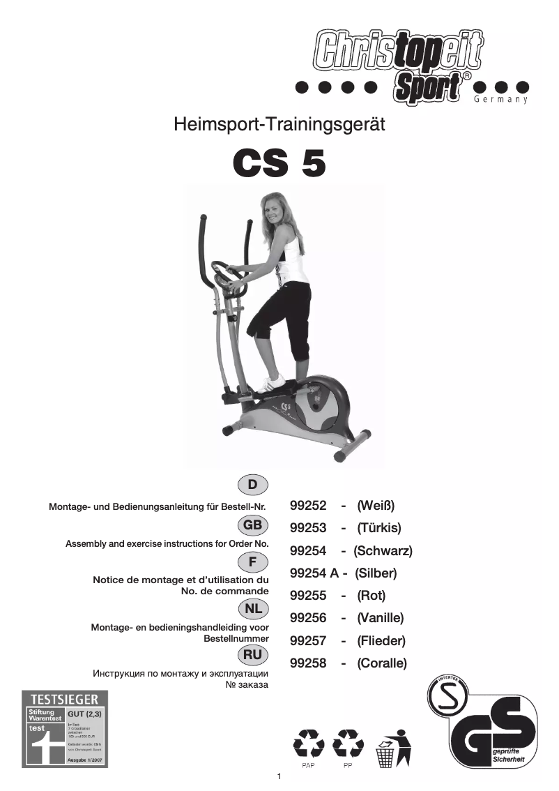 Page n°1 - Manuel utilisateur Christopeit CS 5