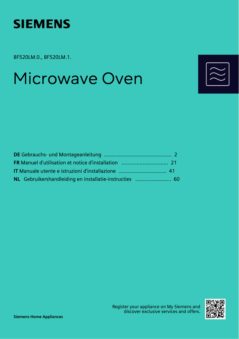 Page 1 de la notice Manuel utilisateur Siemens BF520LMA1