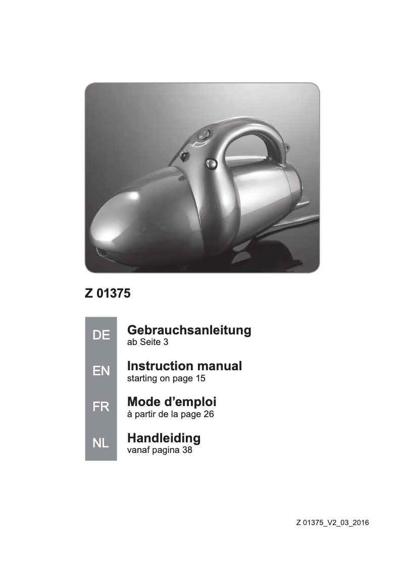 Page n°1 - Manuel utilisateur Cleanmaxx 01375