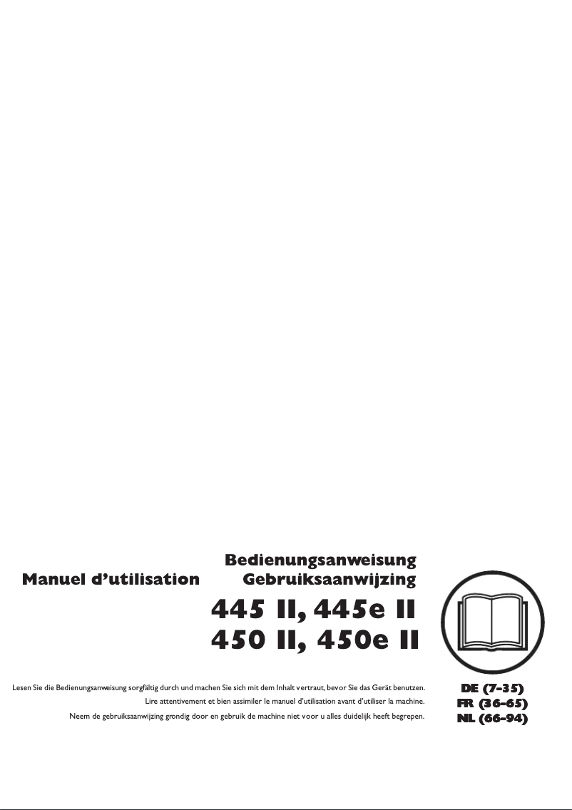 Page 1 de la notice Manuel utilisateur Husqvarna 450 II