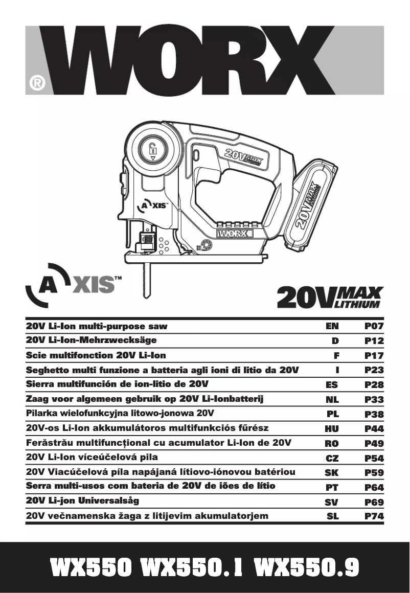 Page 1 de la notice Manuel utilisateur Worx WX550.1