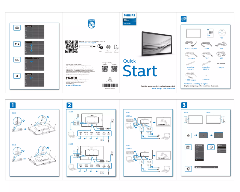 Page n°1 - Guide de démarrage rapide Philips B Line 242B1TFL