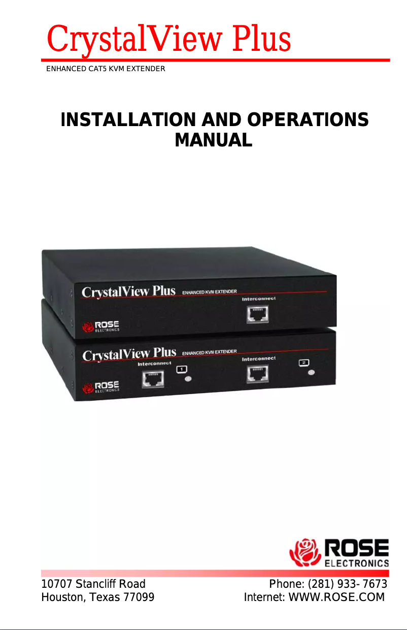 Page 1 de la notice Manuel utilisateur Rose CrystalView Plus