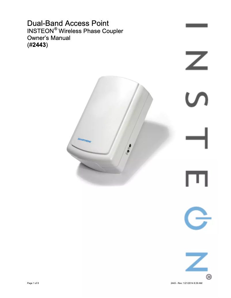 Page 1 de la notice Manuel utilisateur Insteon 2443