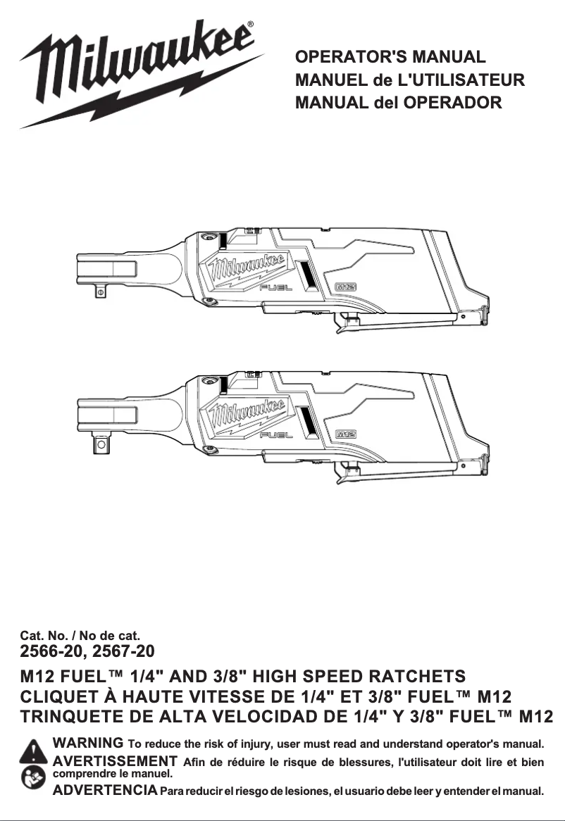 Page n°1 - Manuel utilisateur Milwaukee 2567-20