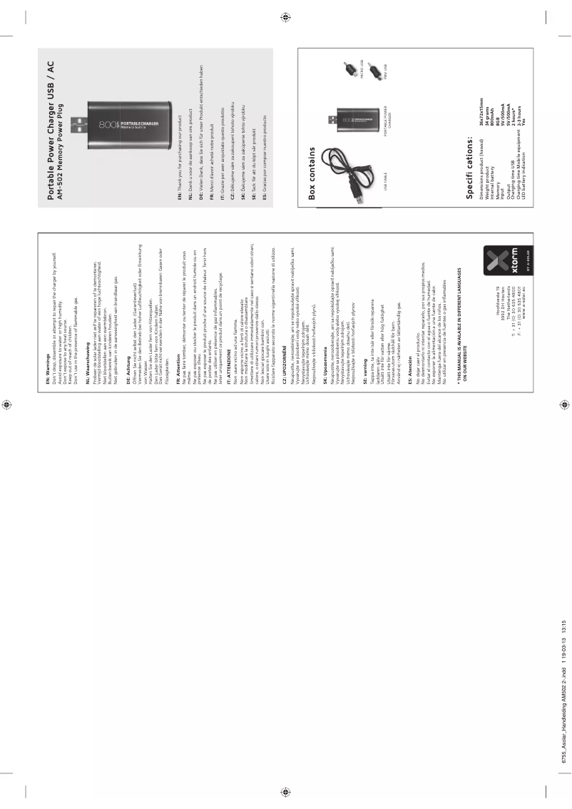 Image de la première page du manuel de l'appareil Xtorm