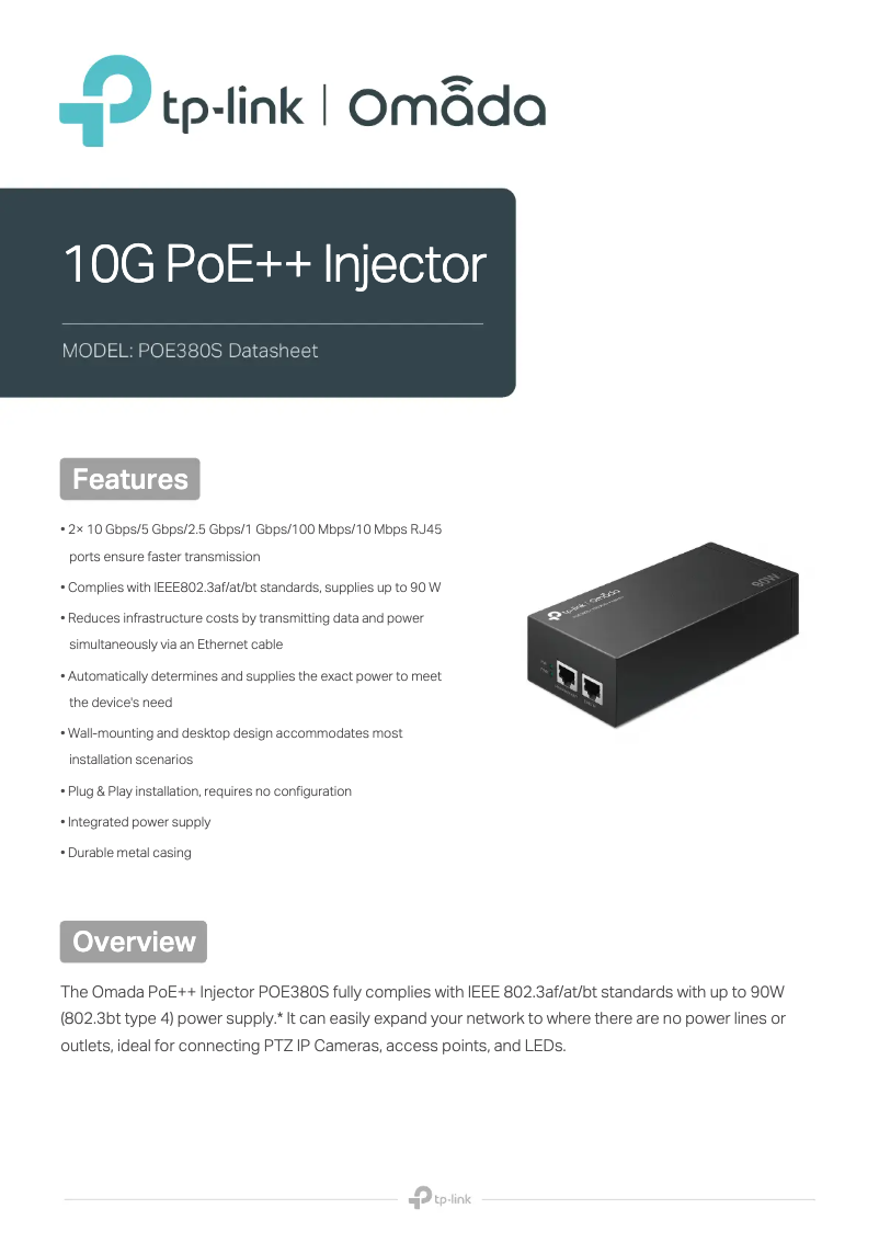 Página 1 del manual Ficha técnica TP-Link POE380S
