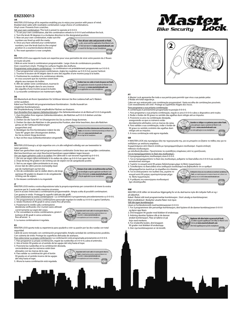 Page 1 de la notice Manuel utilisateur Master Lock 8221EURDPROCOL