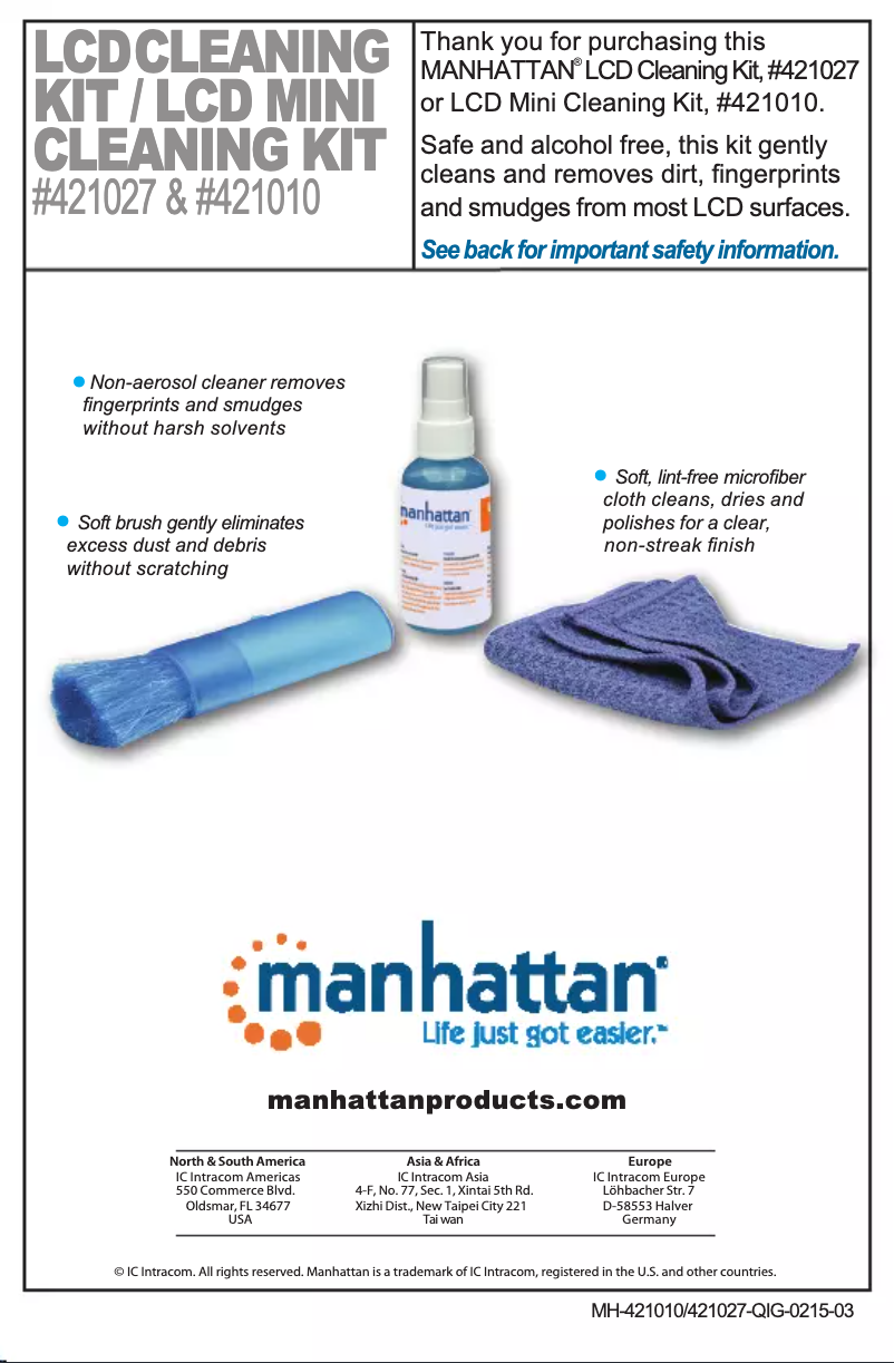 Page n°1 - Manuel utilisateur Manhattan 421010