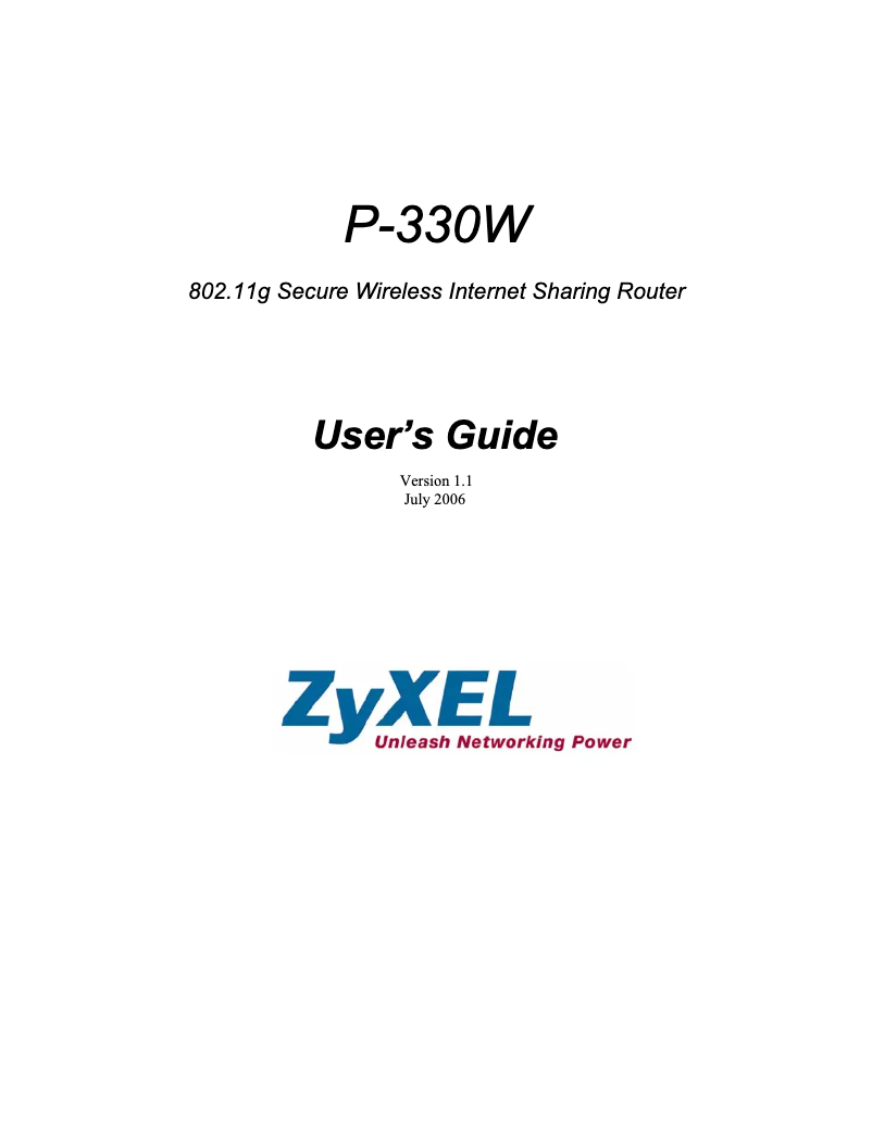 Page 1 de la notice Manuel utilisateur ZyXEL P-330W