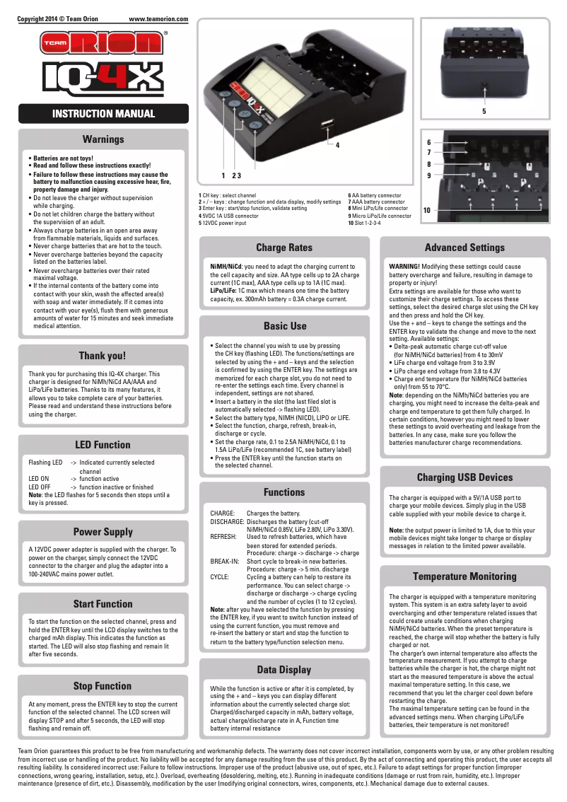 Page 1 de la notice Manuel utilisateur Team Orion ORI30250