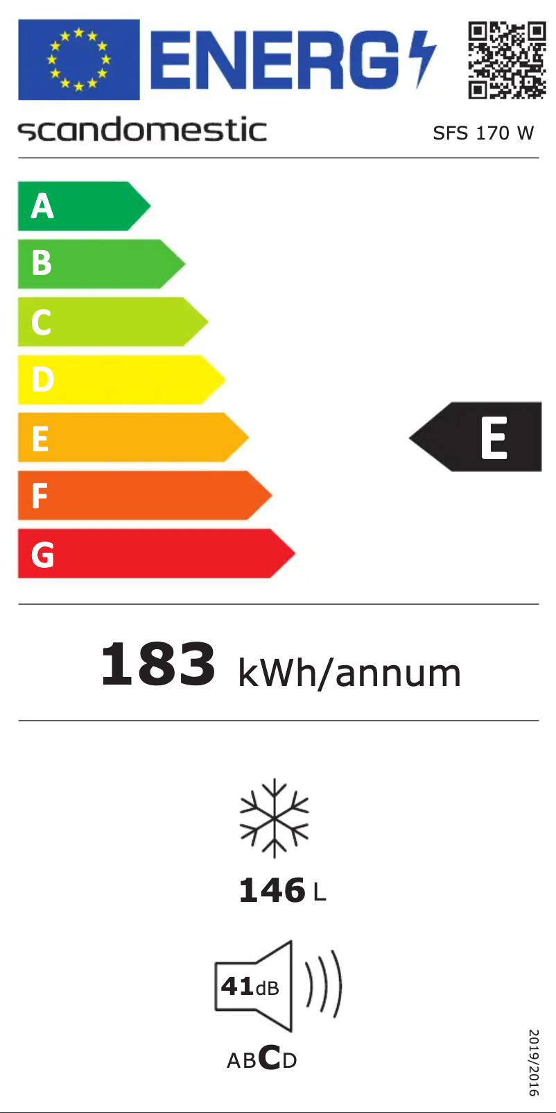 Page n°1 - Label énergétique Scandomestic SFS 170 W