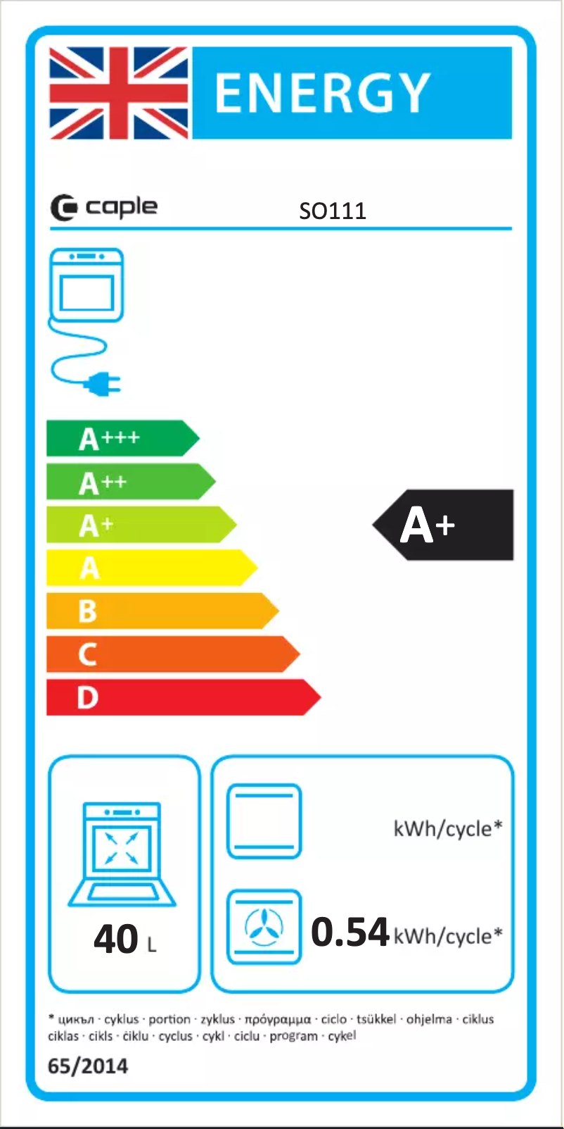 Page n°1 - Label énergétique Caple SO111