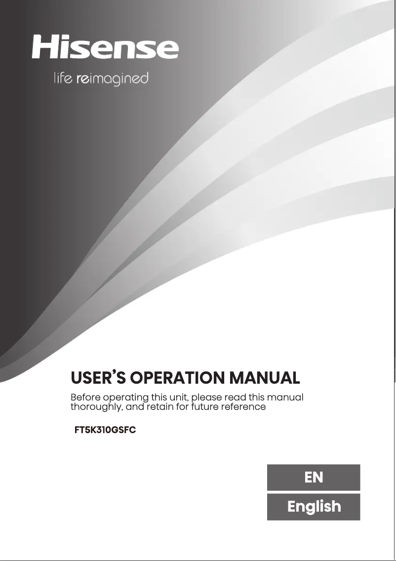 Page 1 de la notice Manuel utilisateur Hisense FT5K310GSFC