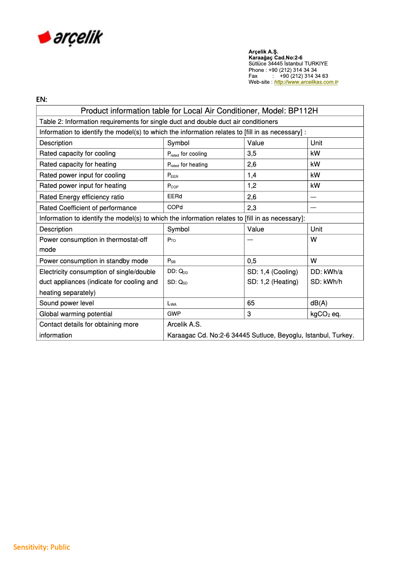 Image de la première page du manuel de l'appareil BP112H