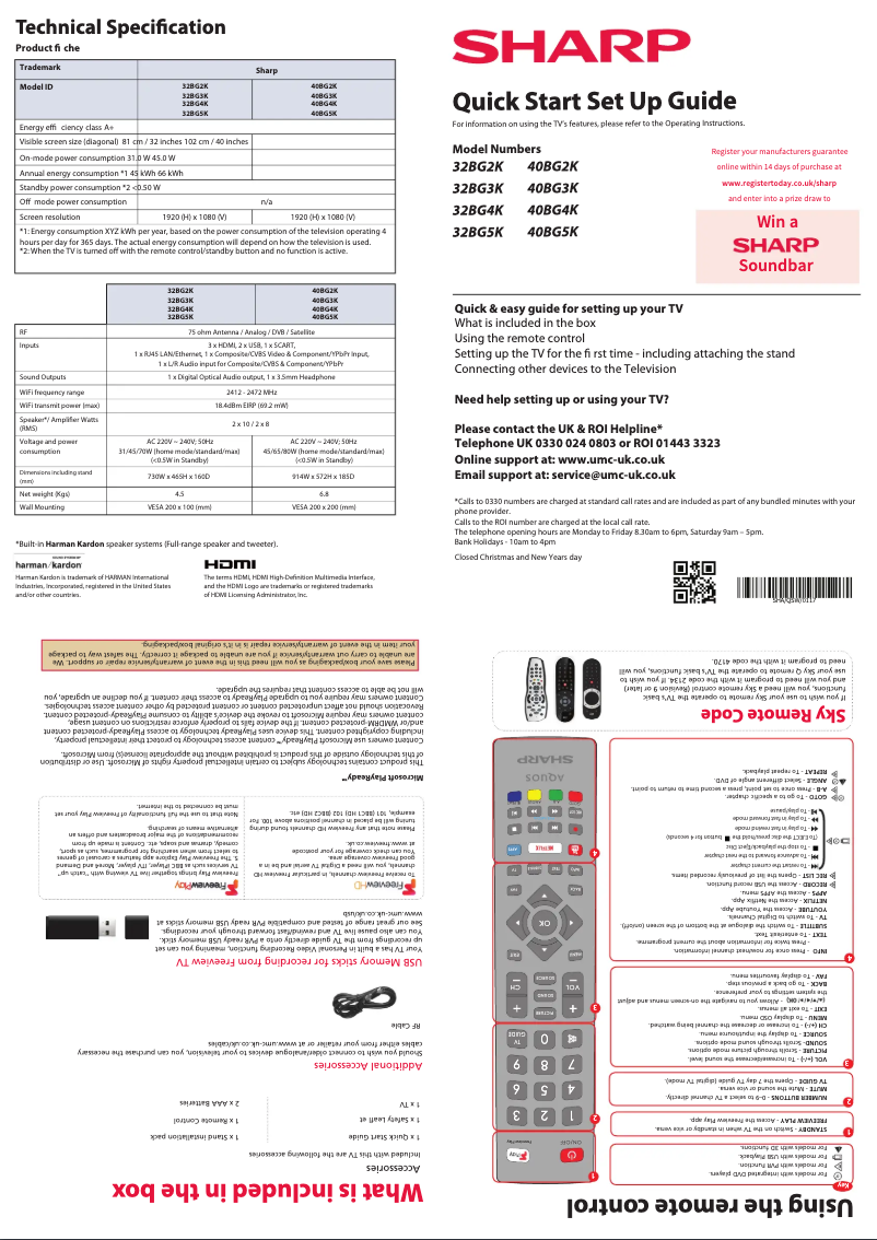Page 1 de la notice Manuel utilisateur Sharp 32BG5K
