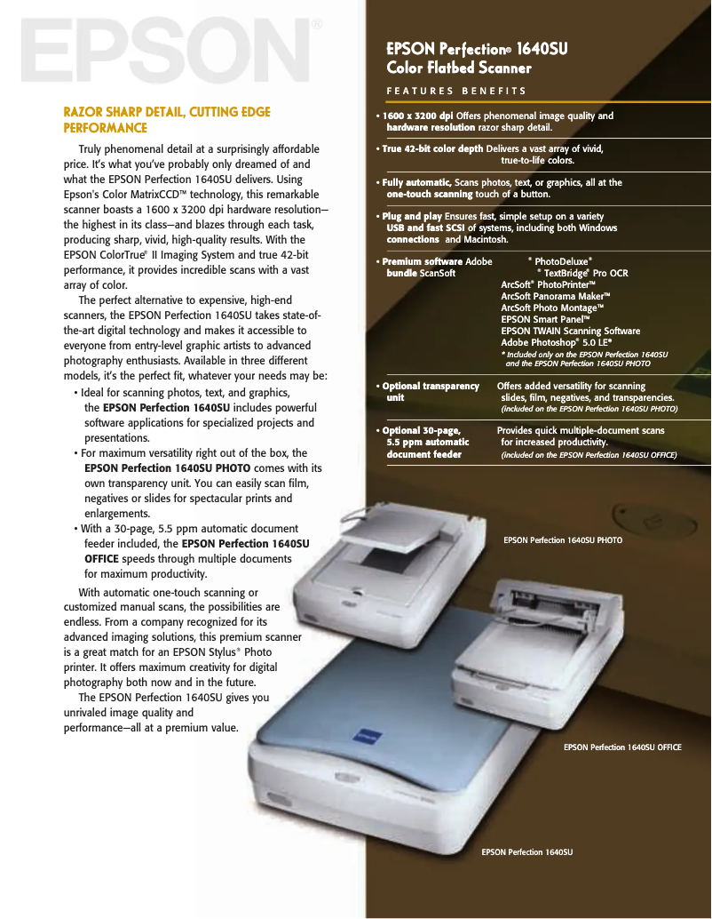 Page n°1 - Brochure Epson Perfection 1640SU Photo