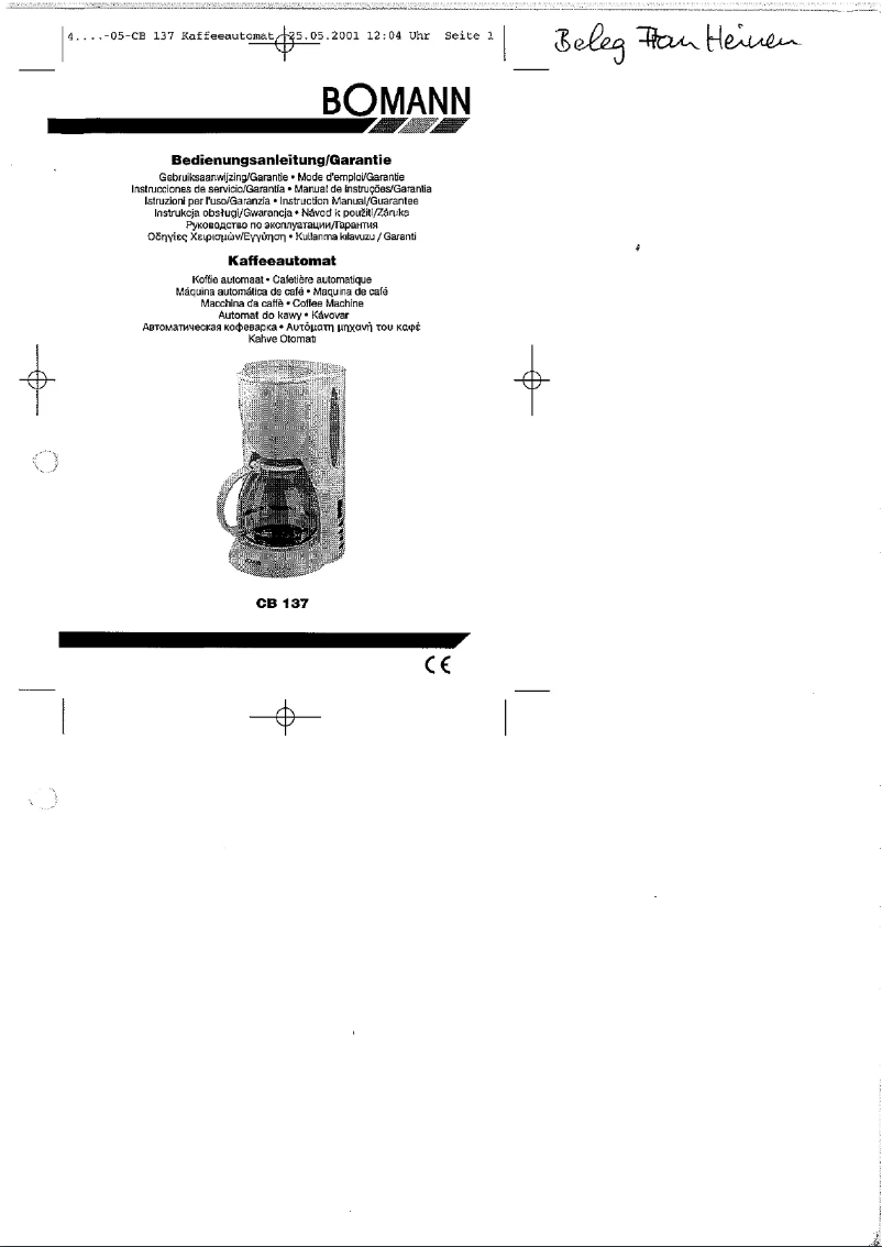 Page n°1 - Manuel utilisateur Bomann CB 137
