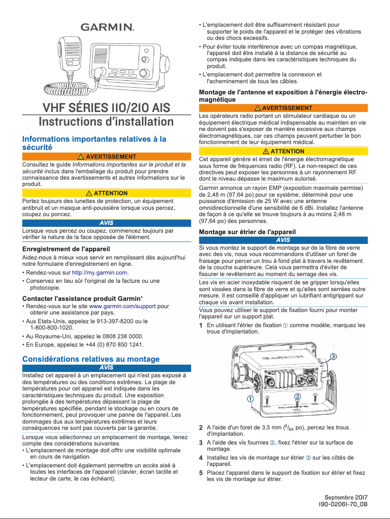 Imagen de la primera página del manual del dispositivo VHF 210i