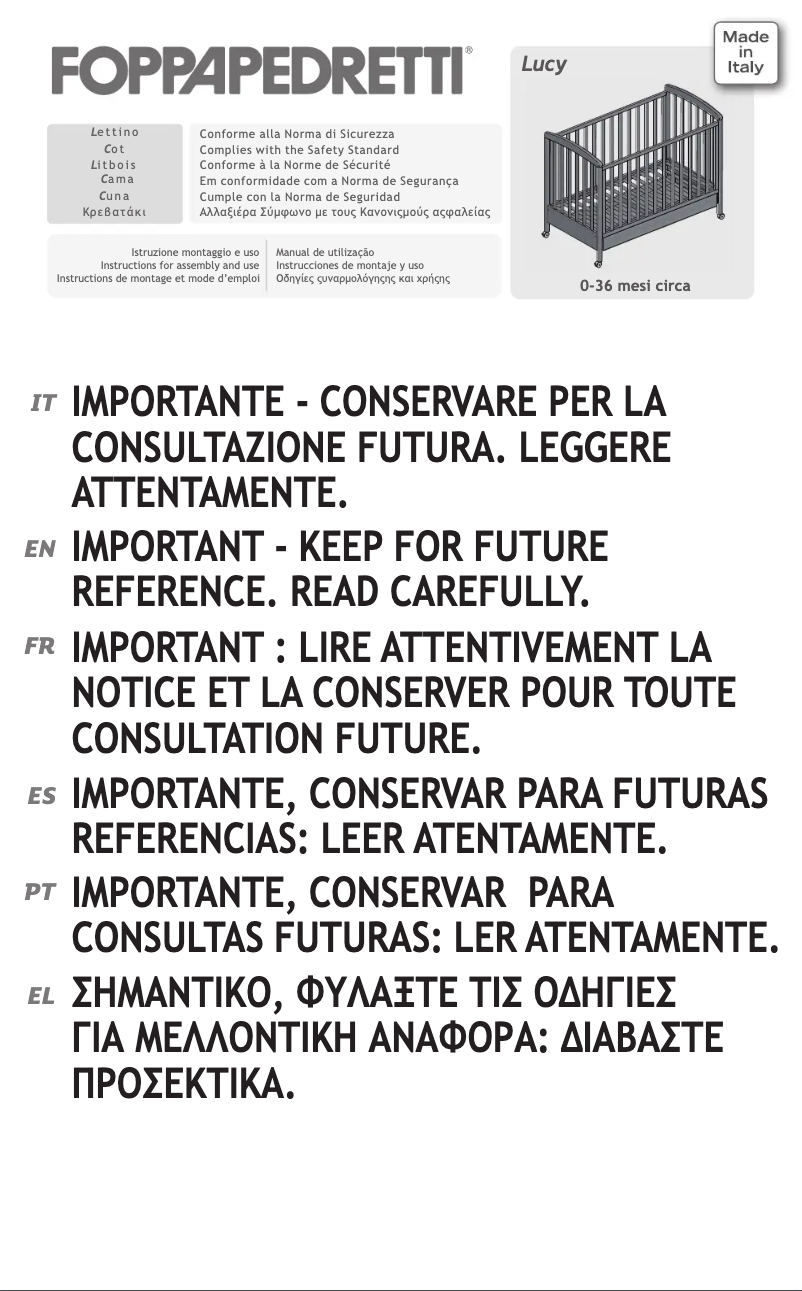 Page 1 de la notice Manuel utilisateur Foppapedretti Lucy