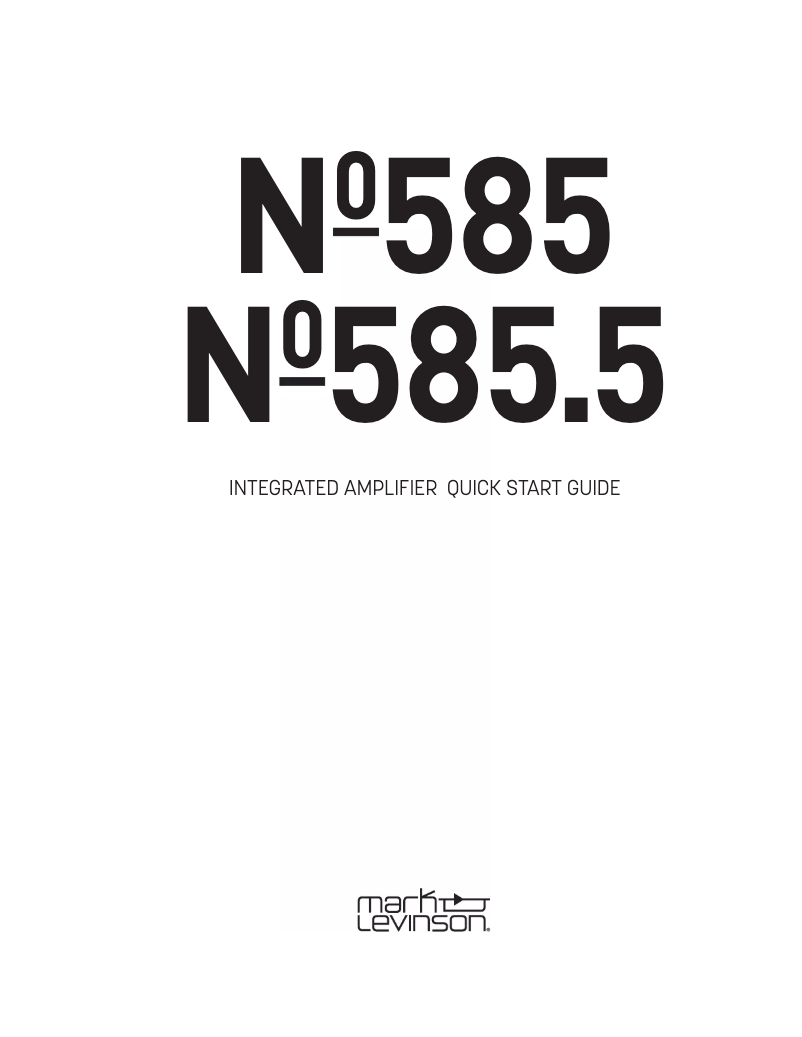 Page n°1 - Manuel utilisateur Mark Levinson NO585.5