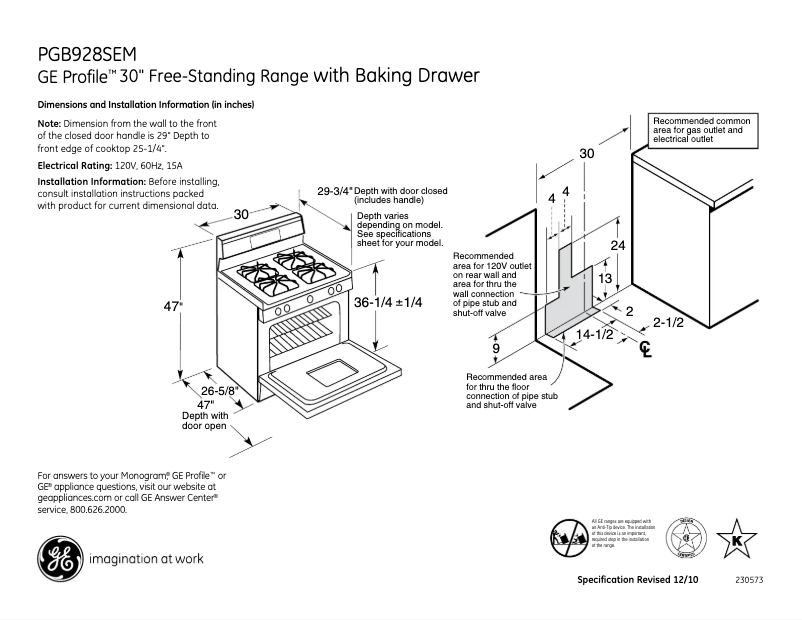 Image de la première page du manuel de l'appareil Profile PGB928SEMSS