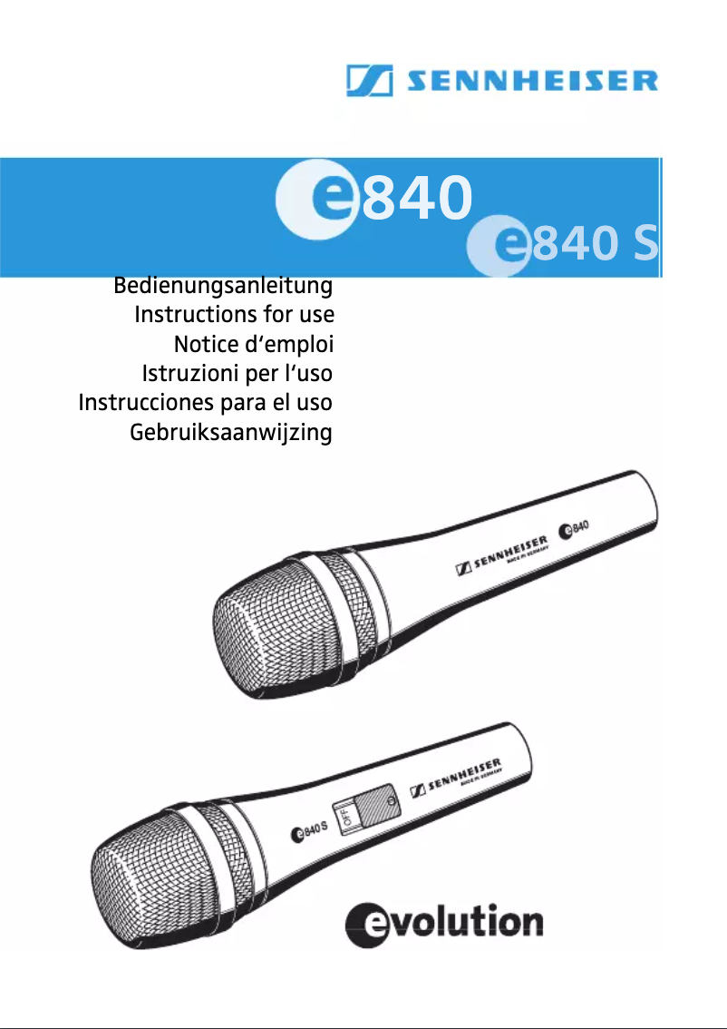 Page 1 de la notice Manuel utilisateur Sennheiser Evolution e840