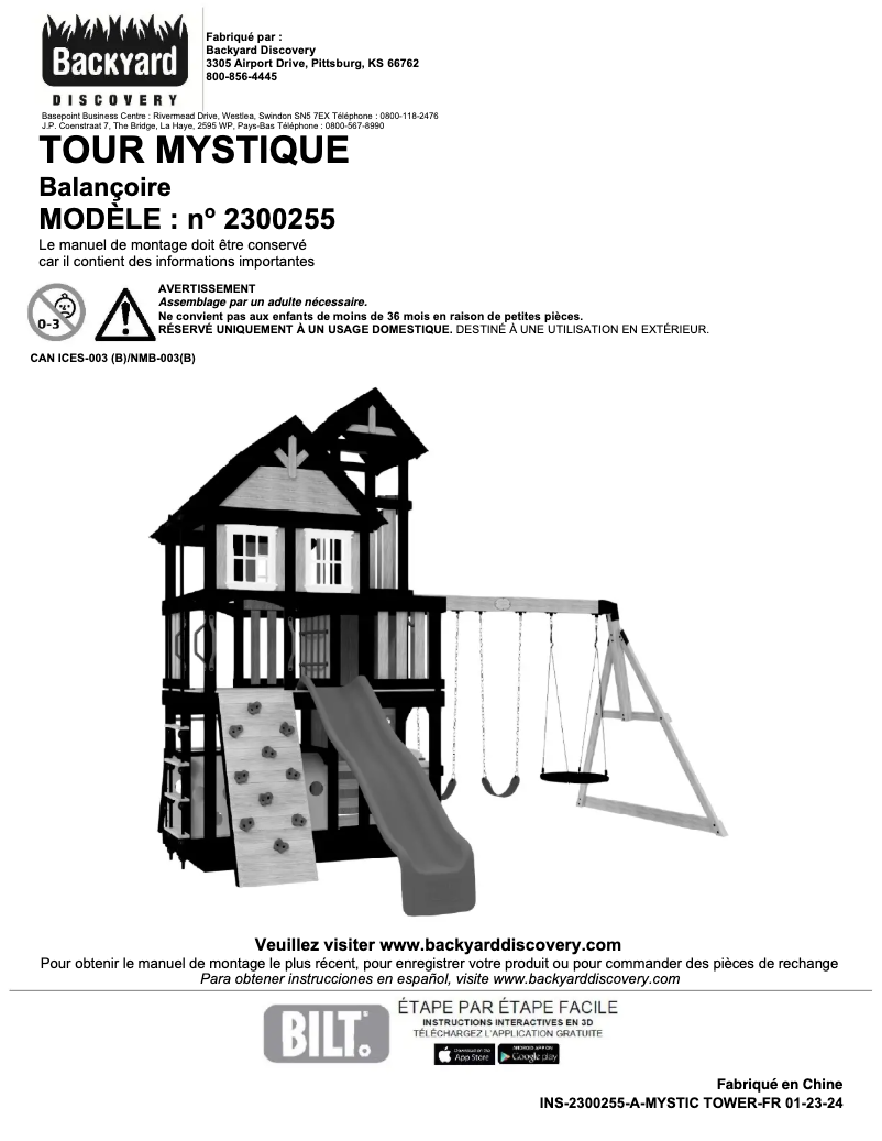 Page 1 de la notice Manuel utilisateur Backyard Discovery Mystic Tower